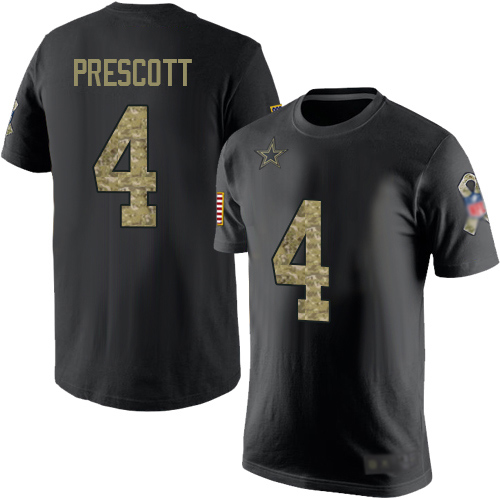 Men Dallas Cowboys Black Camo Dak Prescott Salute to Service #4 Nike NFL T Shirt